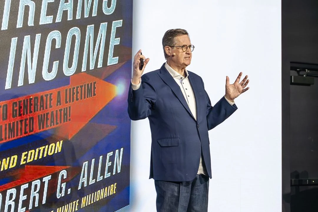 Robert G. Allen on stage at the studio