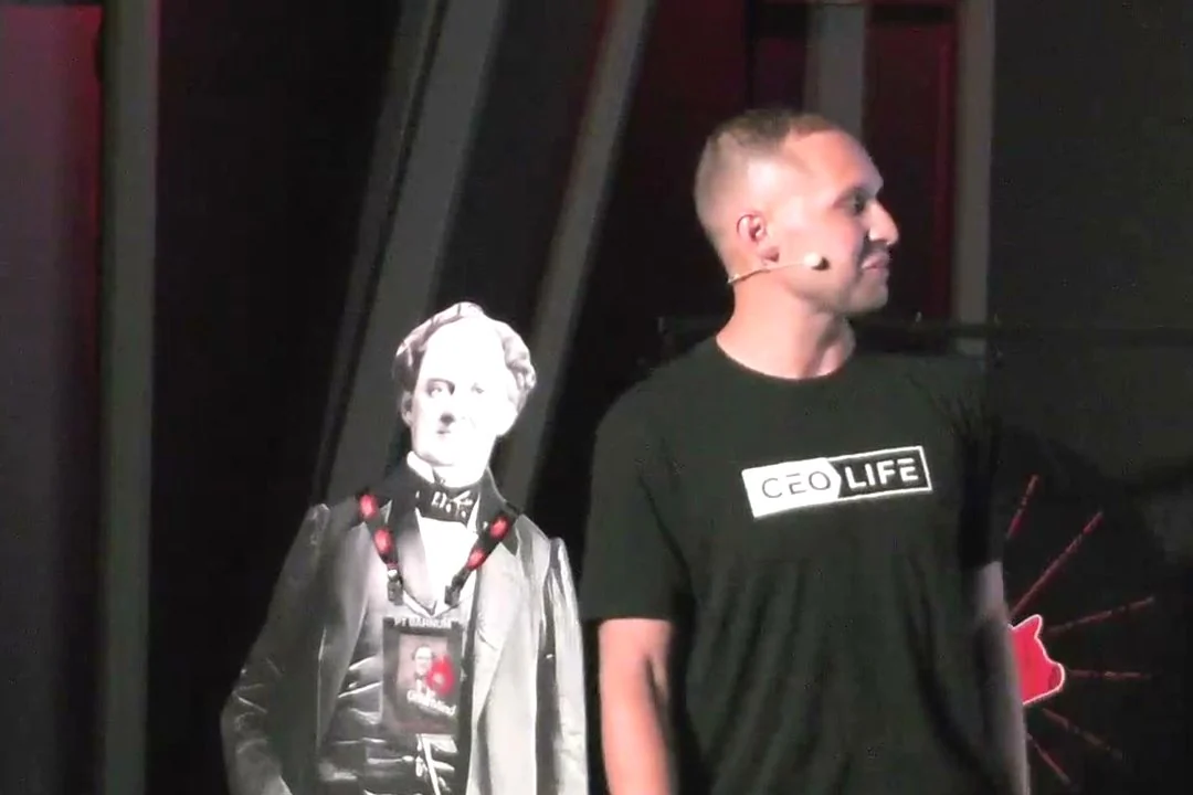 Blake Newbar on stage at the studio