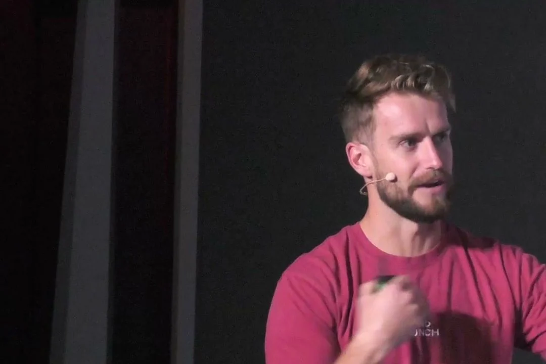 Mason on stage at the studio
