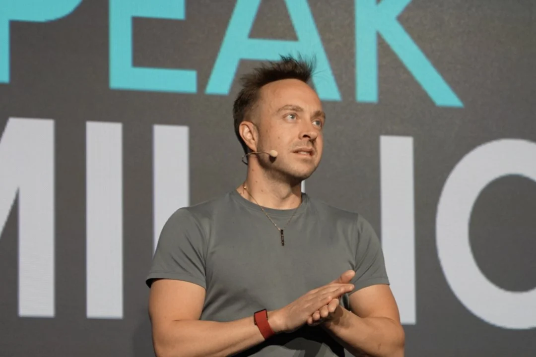 Guest speaker on stage at the studio