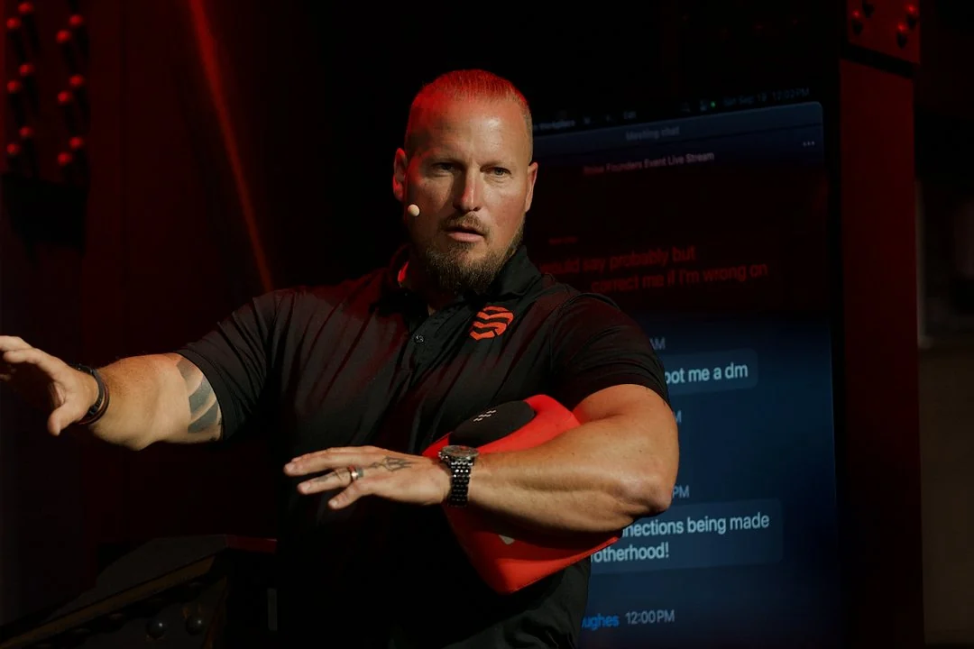 Guest speaker on stage at the studio