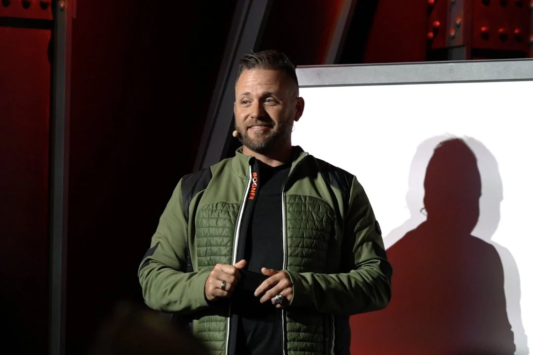 Guest speaker on stage at the studio